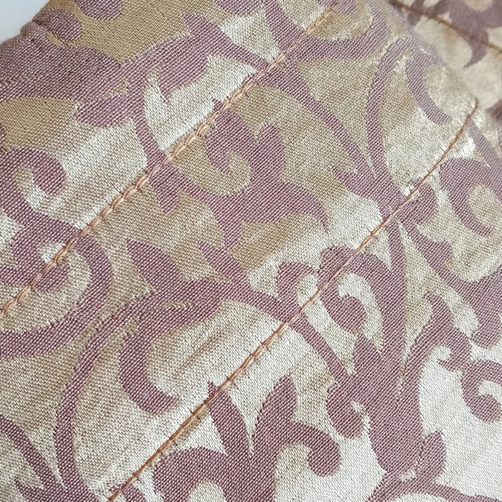 Vintage Art Deco Gold Shimmery (Damask) Viscose Curtain Panels 84
